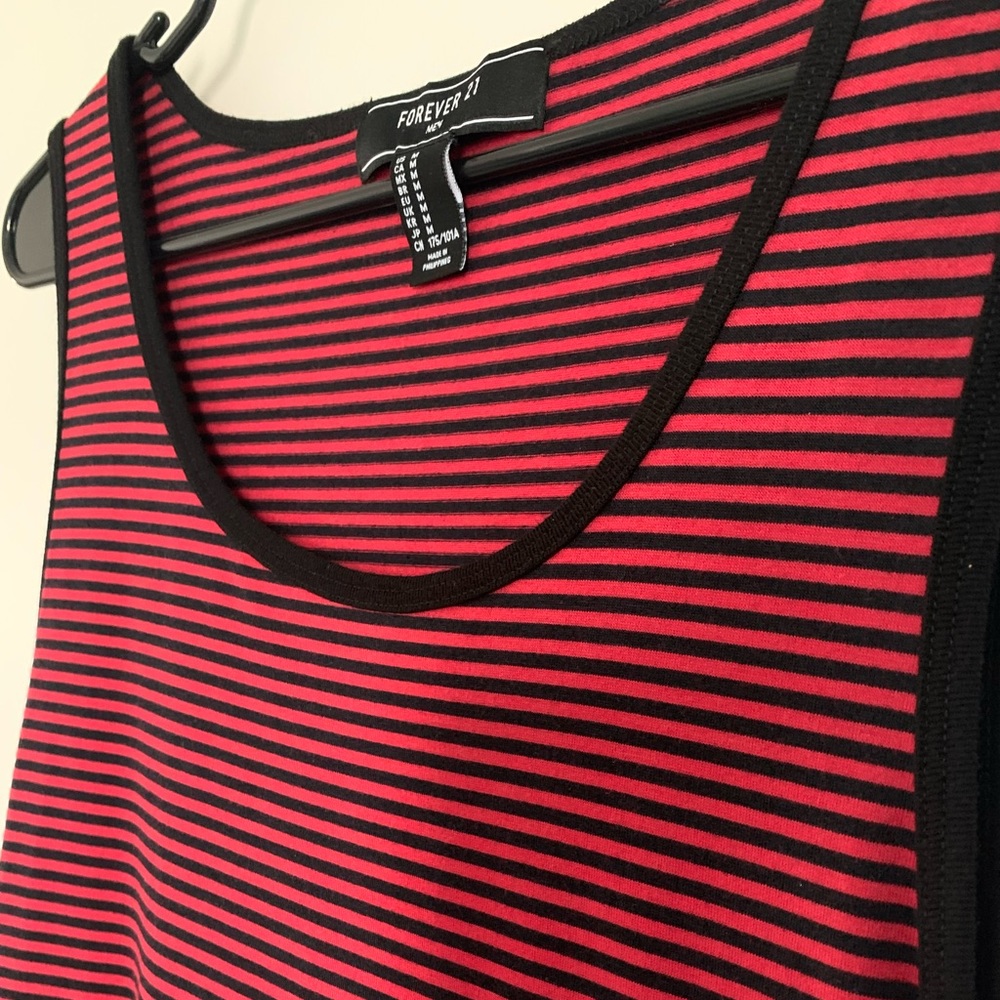 Forever 21 Black and Red Striped Tank Top